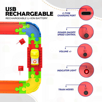 Interlocking Train Set With rechargeable Engine