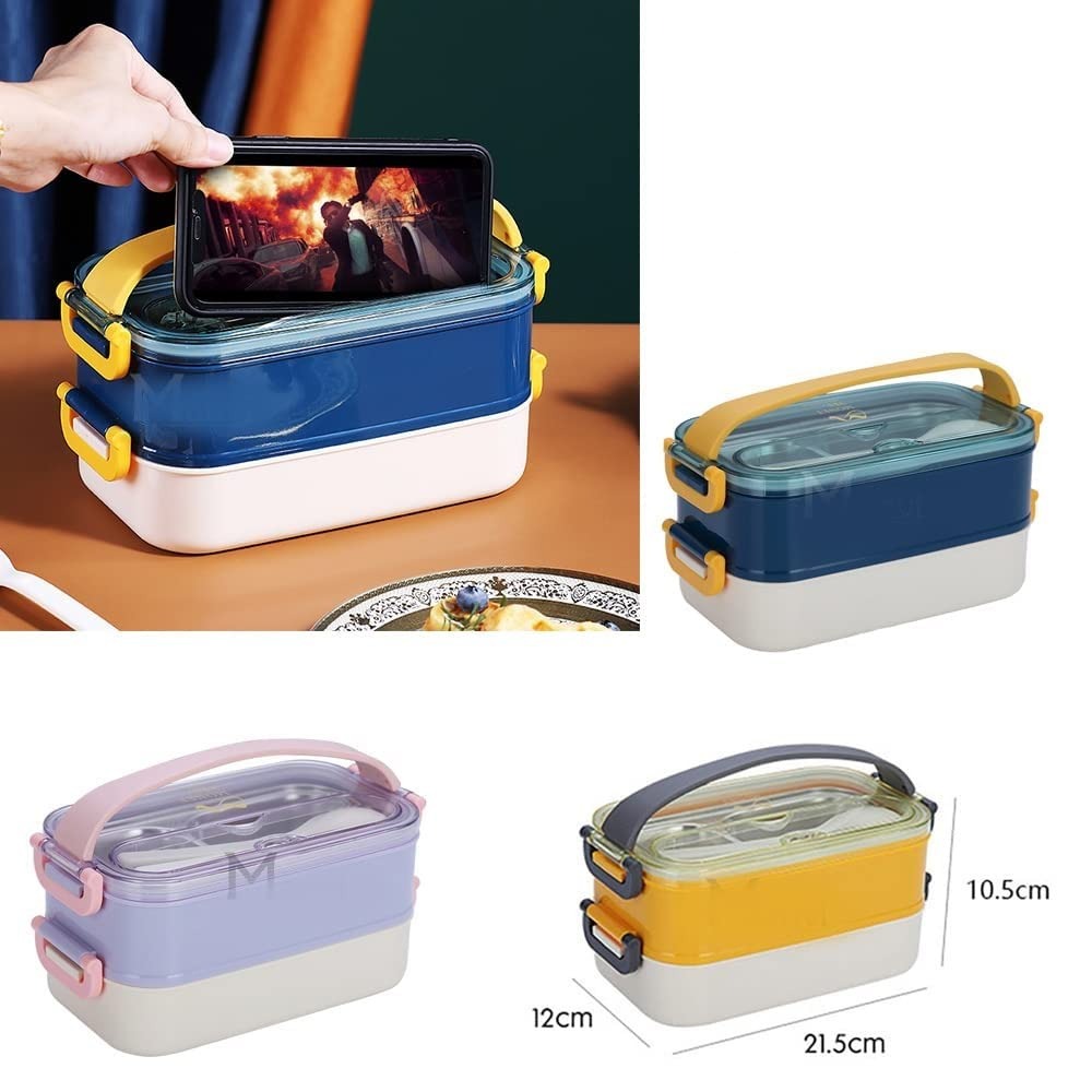 Double Layer Tiffin Lunch Box of Stainless Steel