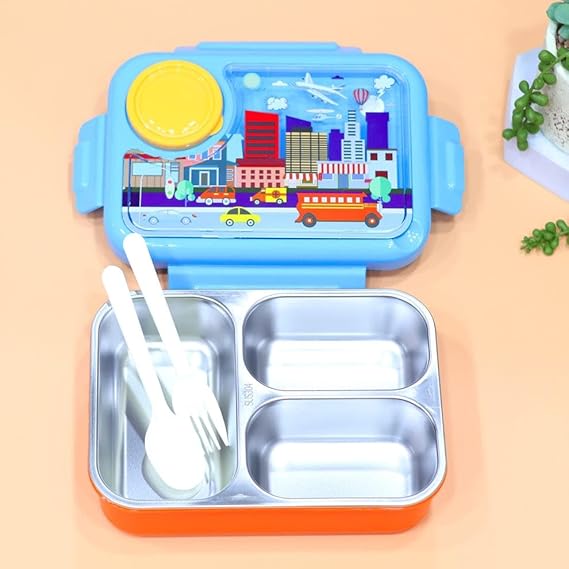 Stainless Steel Dual Compartment Lunch Box – Leak-Proof Tiffin for School, Office & Travel |