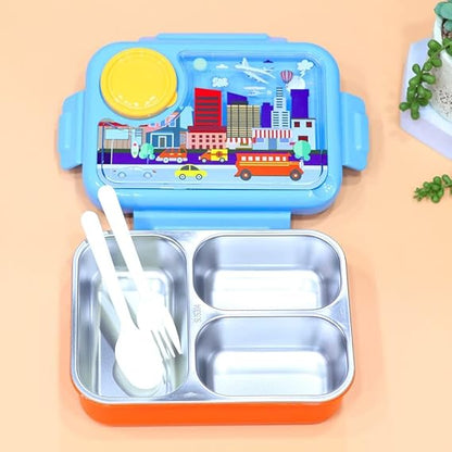 Stainless Steel Dual Compartment Lunch Box – Leak-Proof Tiffin for School, Office & Travel |