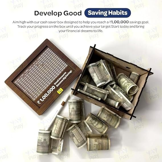 Money Saver Wooden Box – ₹1 Lakh Challenge