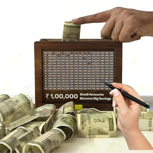 Money Saver Wooden Box – ₹1 Lakh Challenge