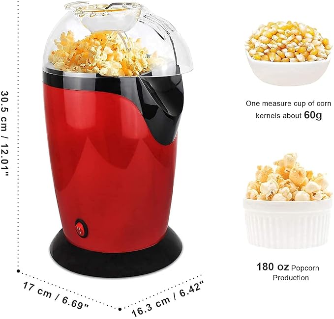Electric Automatic Popcorn Maker – Hot Air Popcorn Machine for Healthy, Oil-Free Snacks