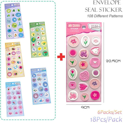 6 Set Decorative Wax Seal Stickers