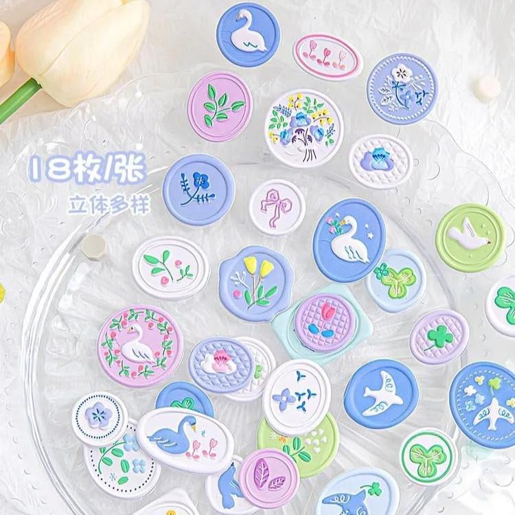 6 Set Decorative Wax Seal Stickers