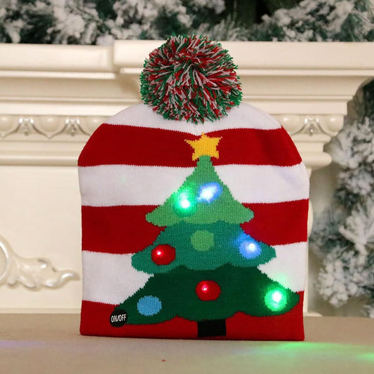 Twinkling Tree Knit LED Beanie