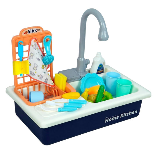 Kids Kitchen Sink Playset with Real Running Water