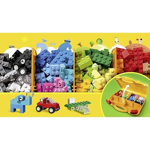 Creative Suitcase, Toy Storage, Fun Colourful Basic Building Bricks for Kids