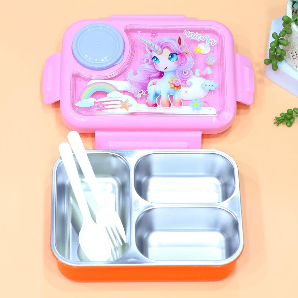 Stainless Steel Dual Compartment Lunch Box – Leak-Proof Tiffin for School, Office & Travel |
