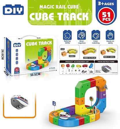 DIY Cube Track Magic Rail Train Set Of 51 Pcs