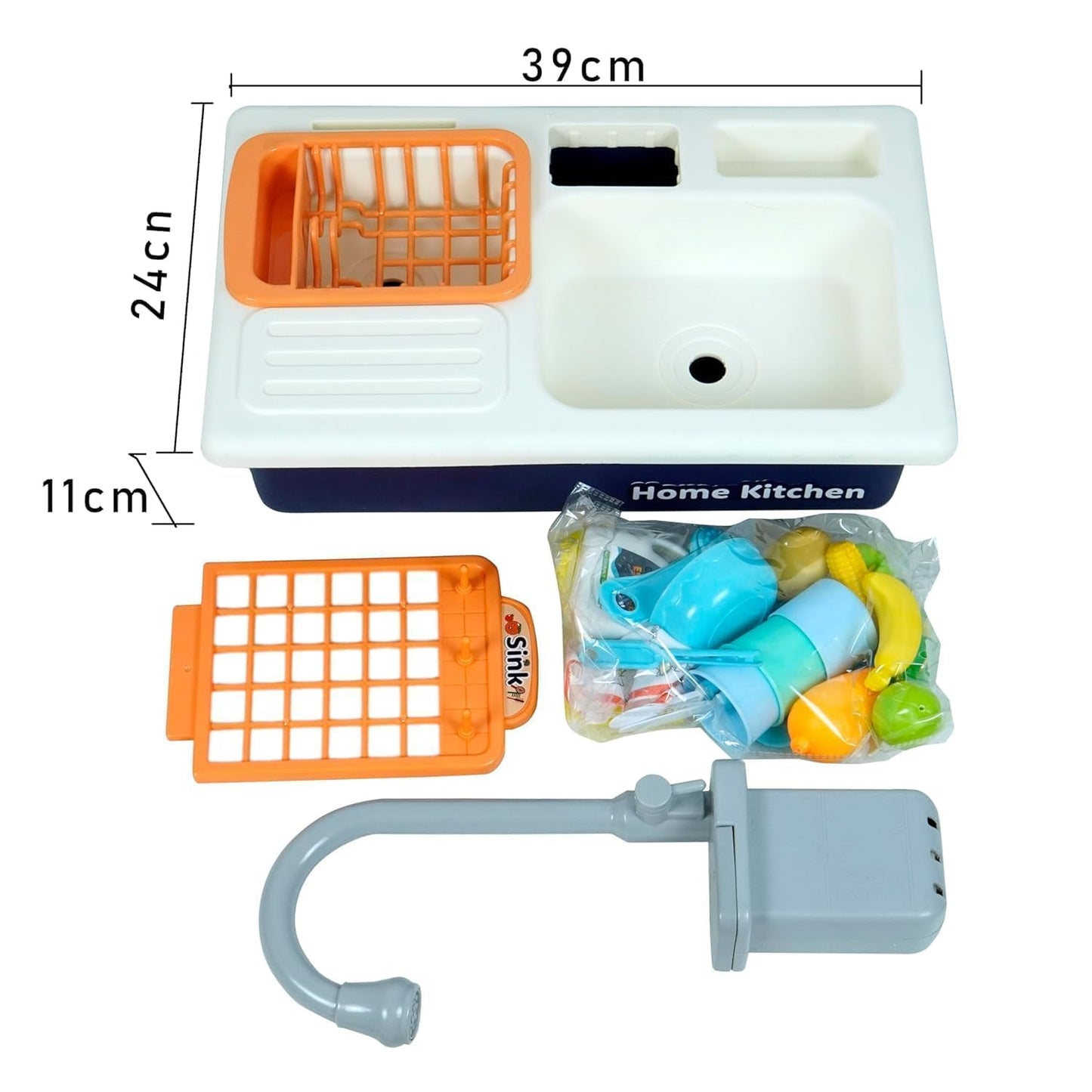 Kids Kitchen Sink Playset with Real Running Water