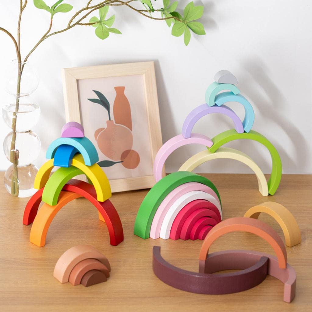 Rainbow Wooden Blocks Stacking