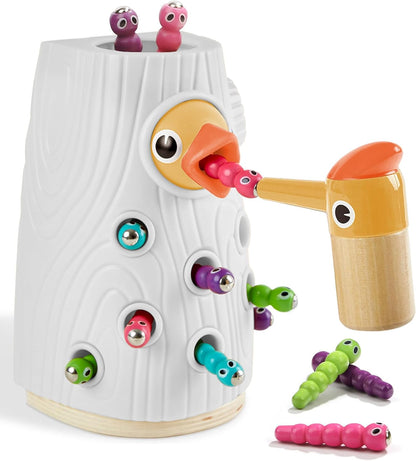 Woodpecker Feeding and Learning Toys, Magnetic Worm Game