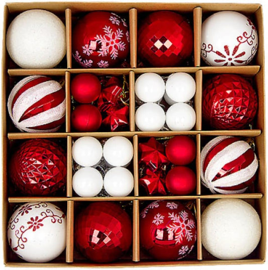 44 Pcs Cranberry Snow Baubles