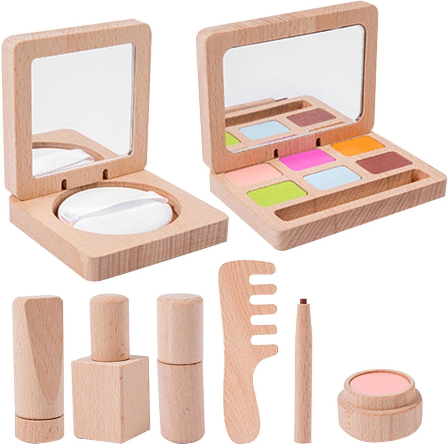 Wooden Cosmetics Pretend Play Kit for Girls