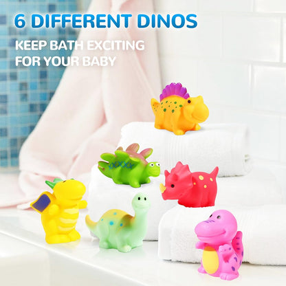 6 PCS Dinosaur Bath Toys for Toddlers