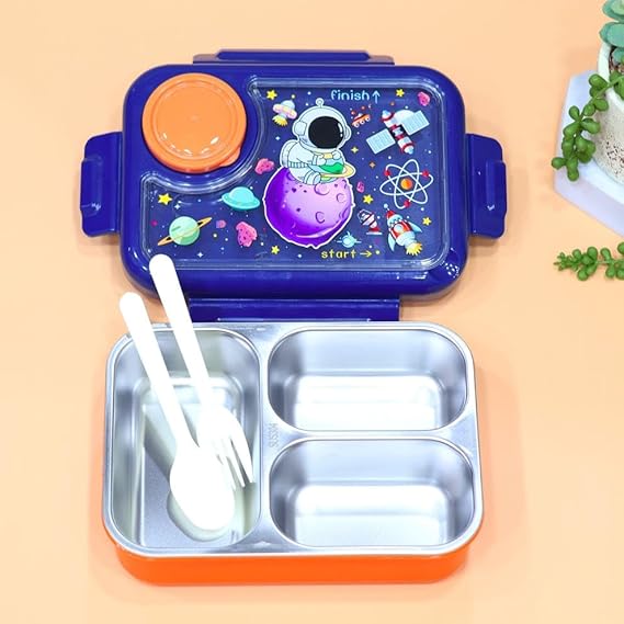 Stainless Steel Dual Compartment Lunch Box – Leak-Proof Tiffin for School, Office & Travel |