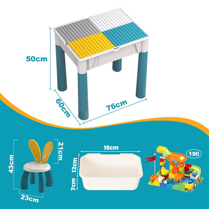 Building Blocks Table, Convertible Toddler Study Table and Chairs Set with Blocks