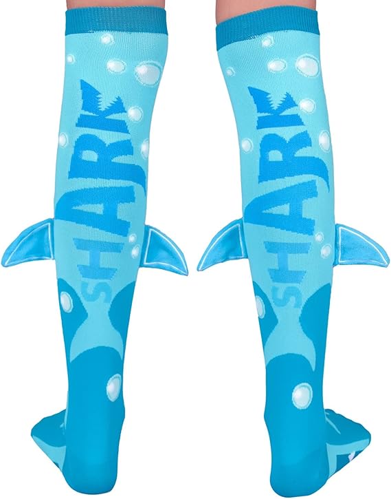 Shark Socks, Adorable knee-High Socks With Custom Made Plush Fins