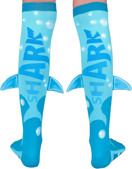 Shark Socks, Adorable knee-High Socks With Custom Made Plush Fins