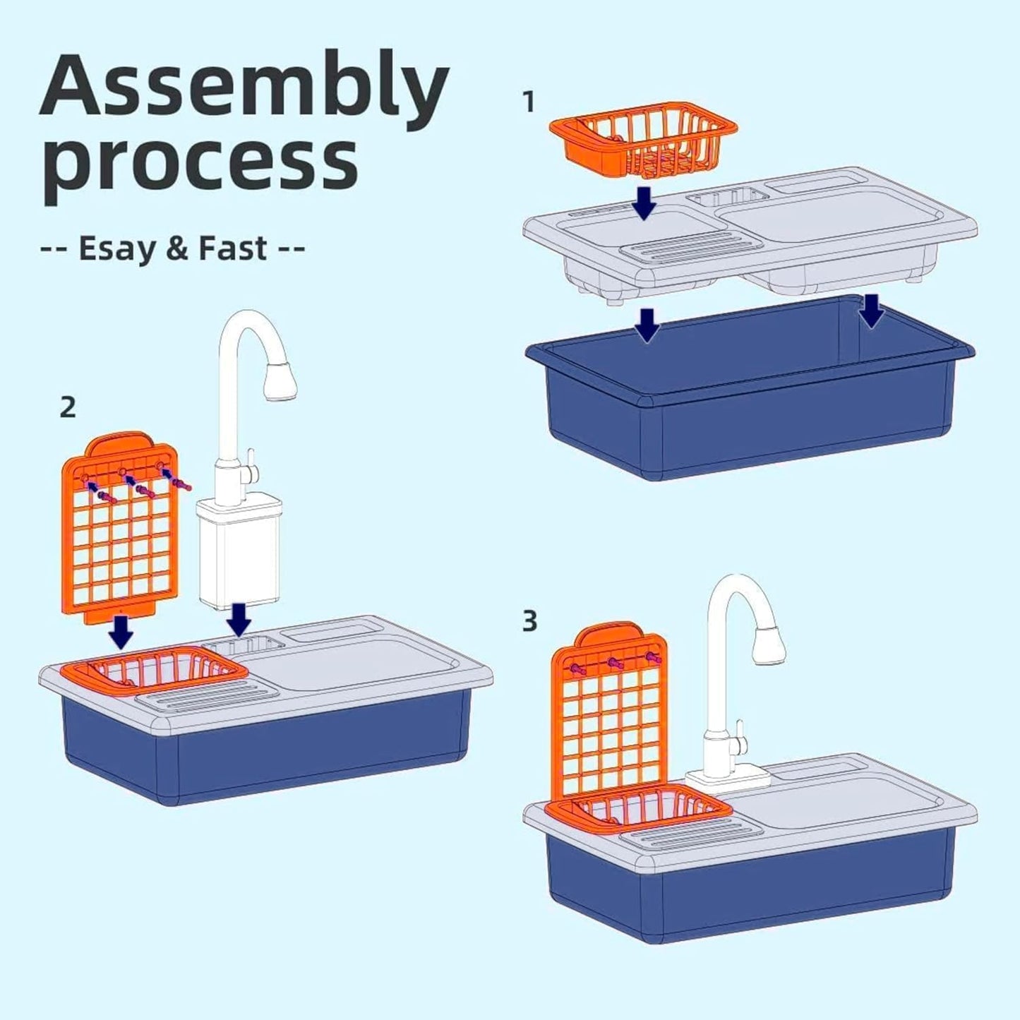 Kids Kitchen Sink Playset with Real Running Water