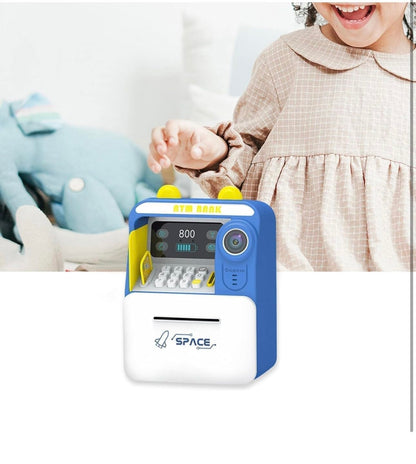 Premium ATM Money Bank with Electronic Lock Face Recognition Auto Scroll Paper Money