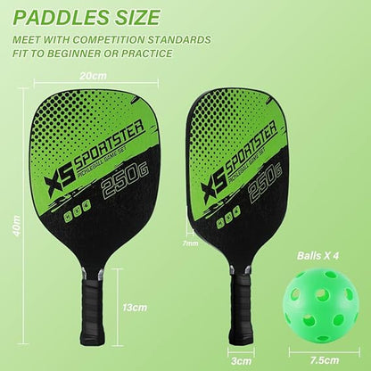 Premium Pickleball Paddle Set  | Complete Set with 4 Pickleballs & Carry Bag | Perfect for Beginners & Pros