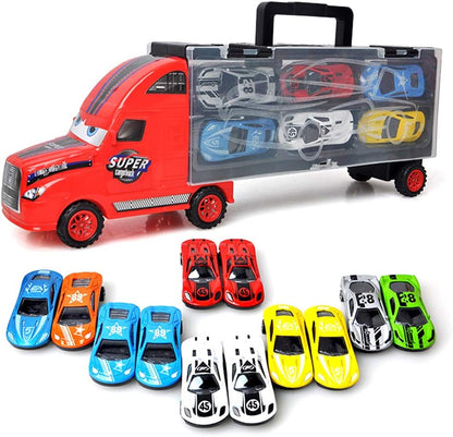 Transport Cars Carrier Set with 12 Die-cast Vehicles