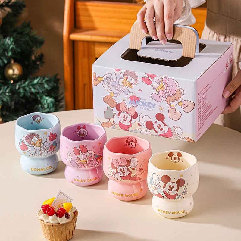 Disney Mickey & Friends 4-Piece Ceramic Pedestal Bowl Gift Set