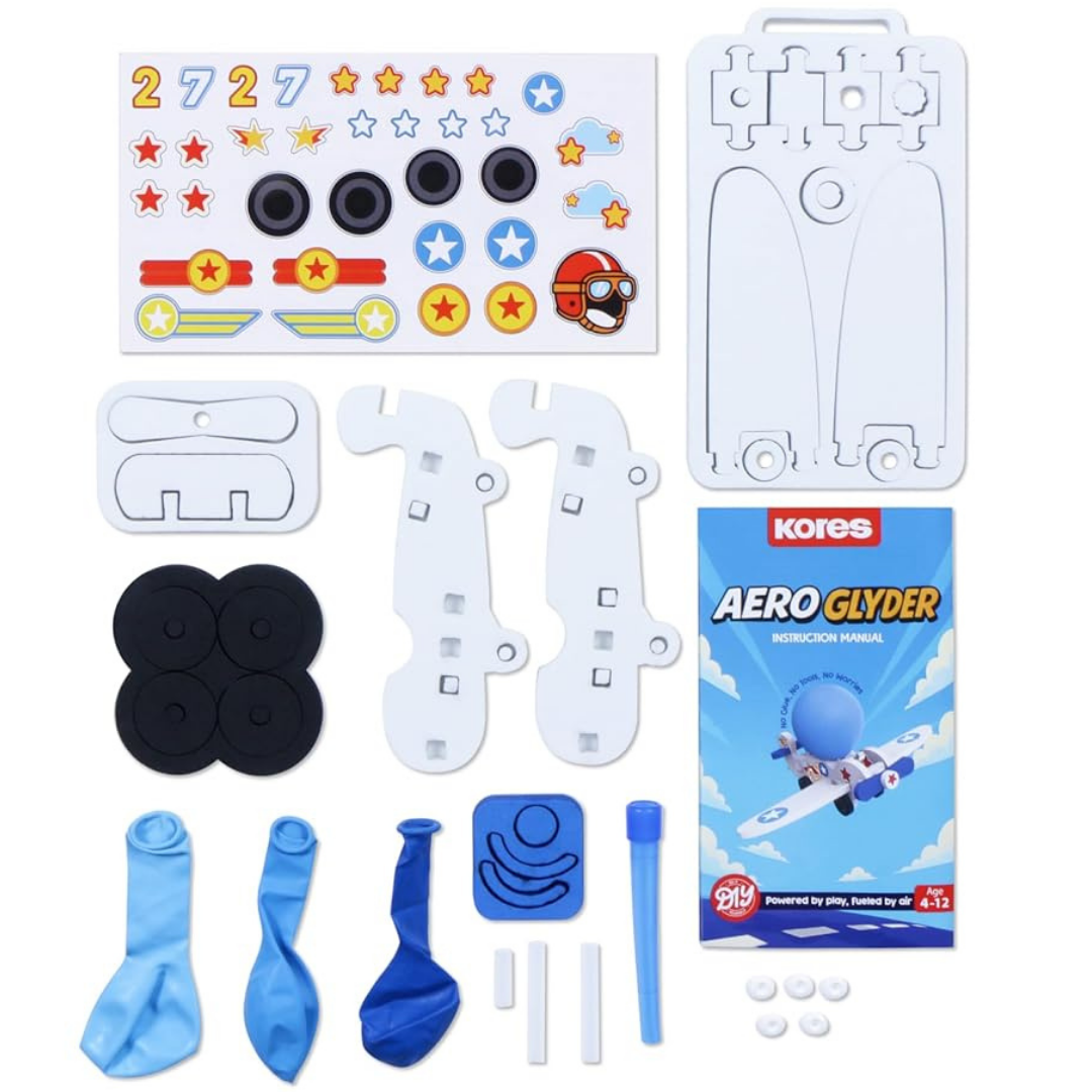 Kores Aero Glyder DIY Balloon Powered Airplane Toy for Kids (4–12 Years)