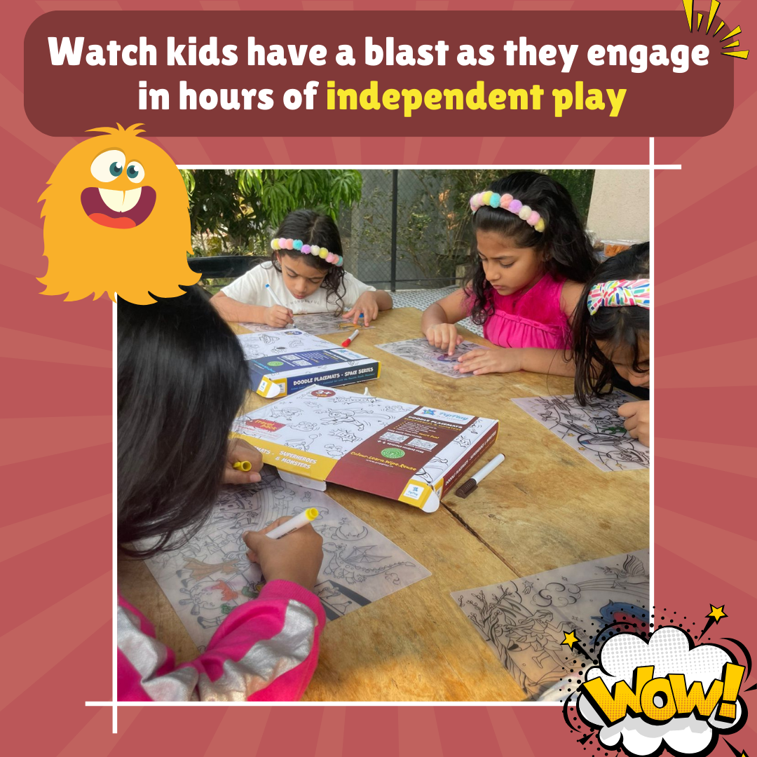 PEPPLAY DOODLE PLACEMATS - SUPERHEROES & MONSTERS