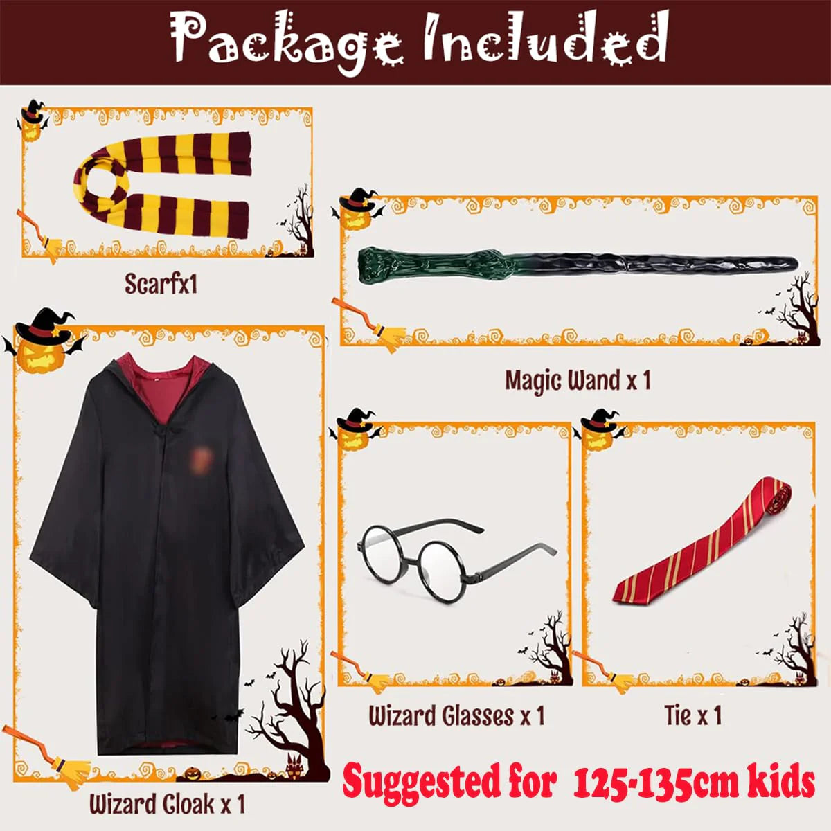 Harry Potter Gryffindor costume accessory set 5PCS | Harry Potter Costume