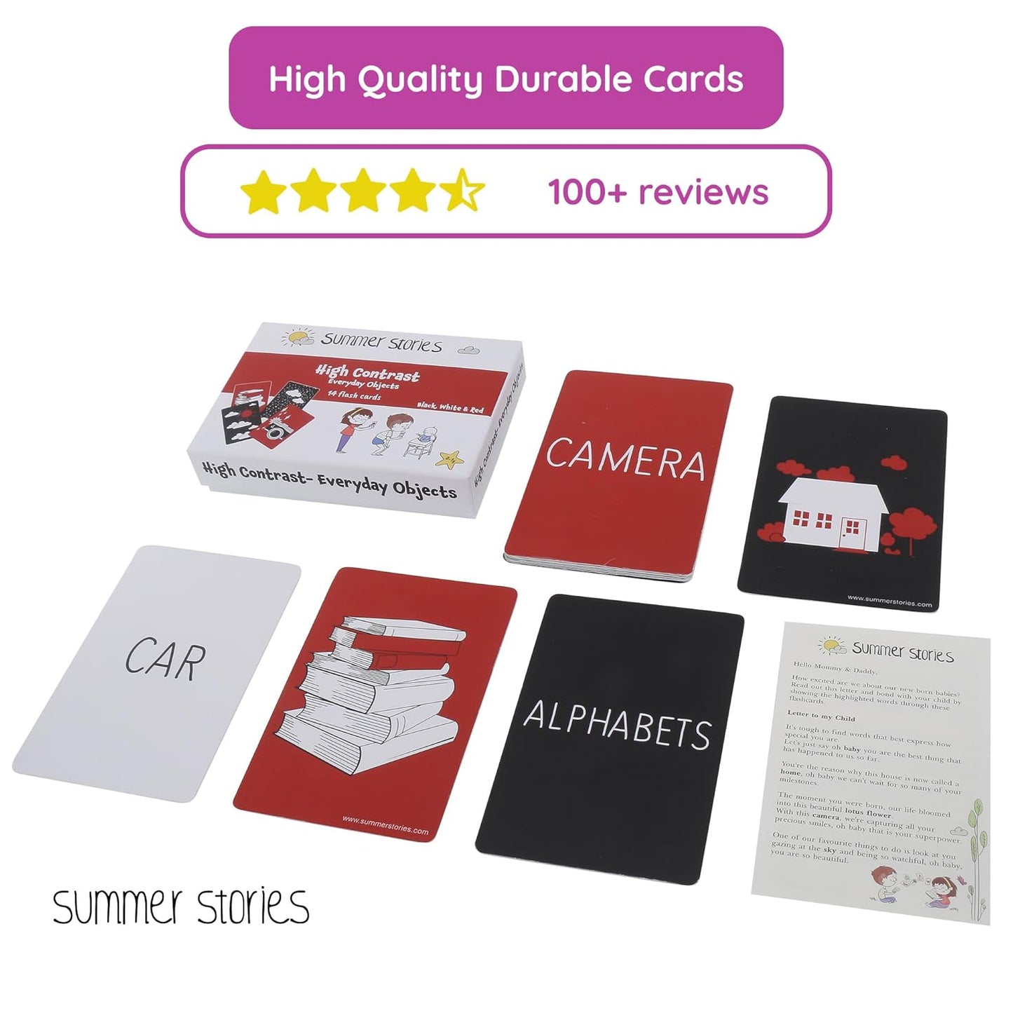 Newborn High Contrast Flash Cards (Red, Black, White, Learning Cards, Age Group: 0-1 Year)