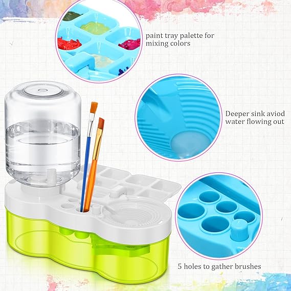 5-in-1 Paint Brush Cleaner with Water Circulation, Drain & Holder – For Acrylic, Watercolor & More