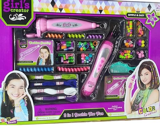Premium 2in1 Hair Braider and Beader for Girls with 15 Style Pieces