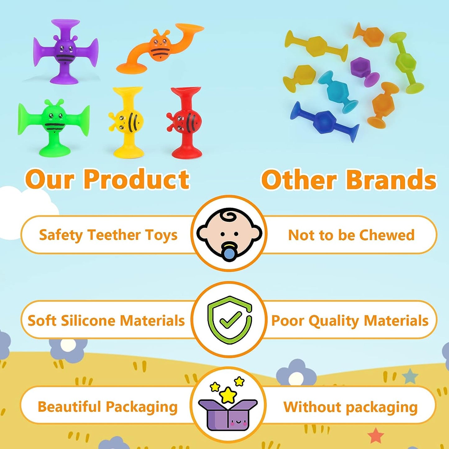 Silicone Suction Cup Toys - 38 Pcs