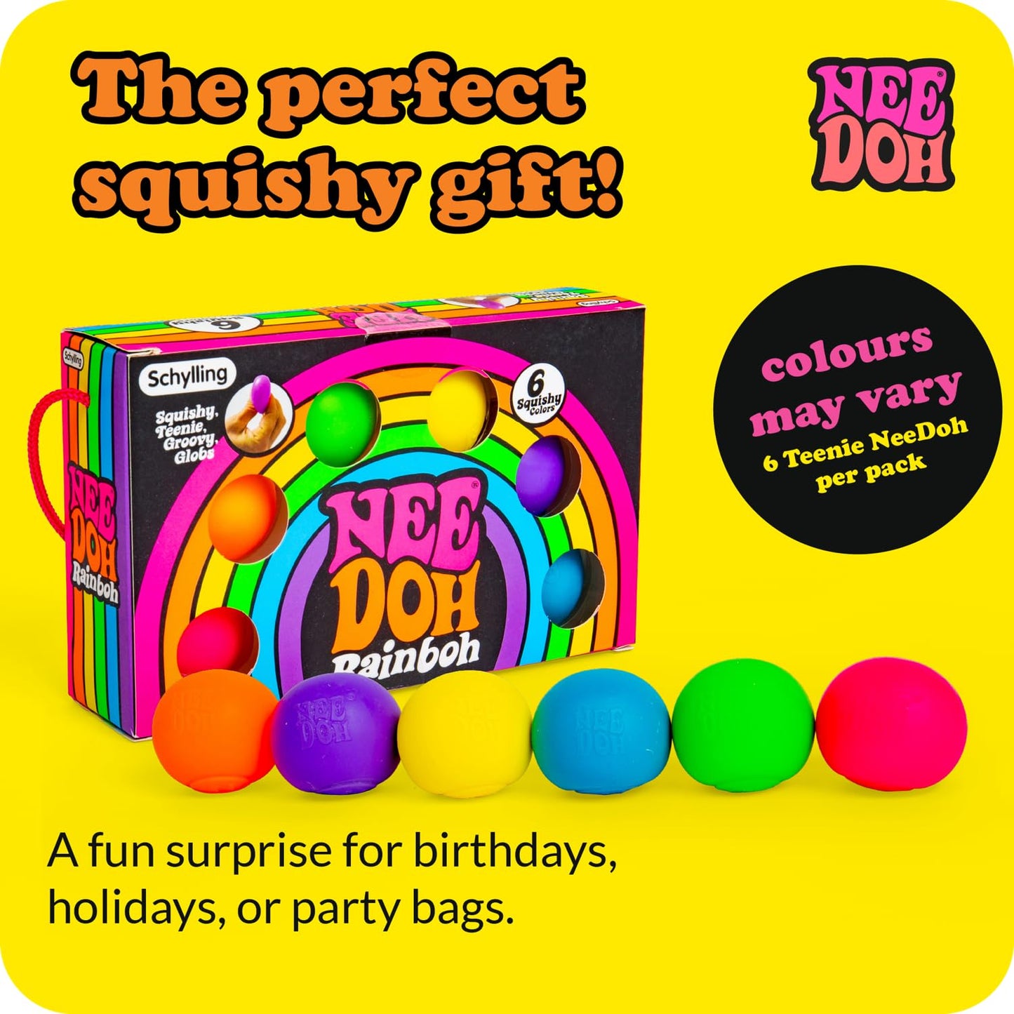 NeeDoh Rainboh | Sensory Fidget Toy | 6 Mini Groovy Globs