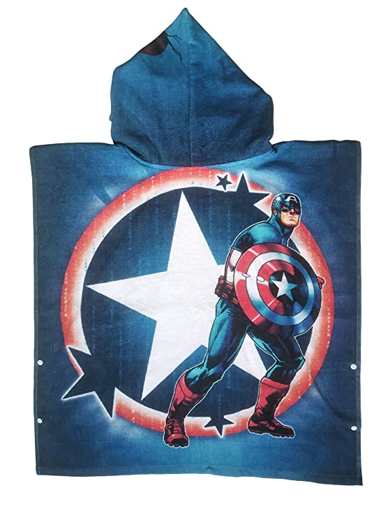 Marvel Asciugamano con cappuccio Captain America 100% cotone Avengers Marvel Asciugamano con cappuccio Captain America 100% cotone Avengers