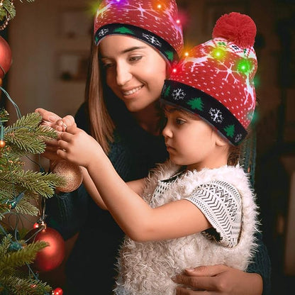 Nordic Reindeer Knit LED Beanie