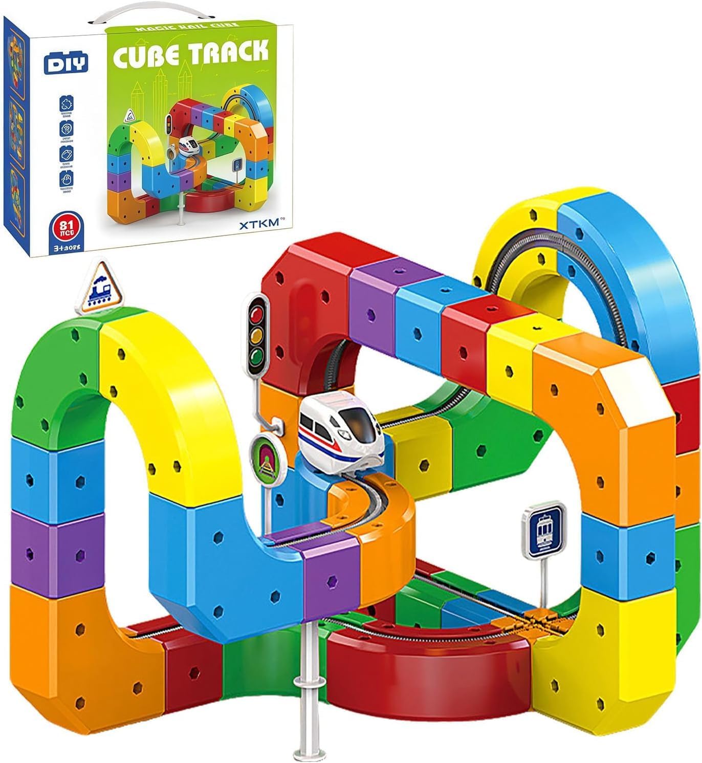 Cube Track Train Toy for Kids Set