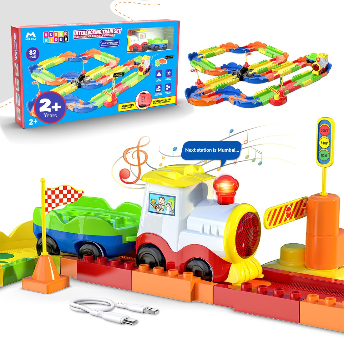 Interlocking Train Set With rechargeable Engine