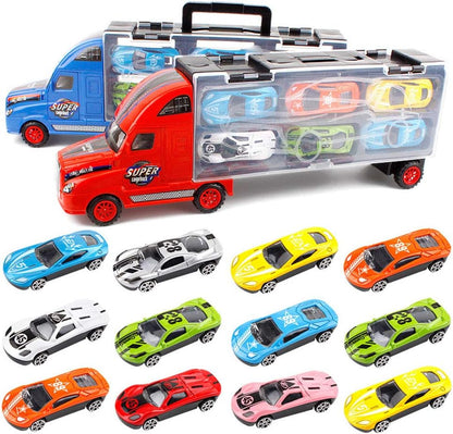 Transport Cars Carrier Set with 12 Die-cast Vehicles