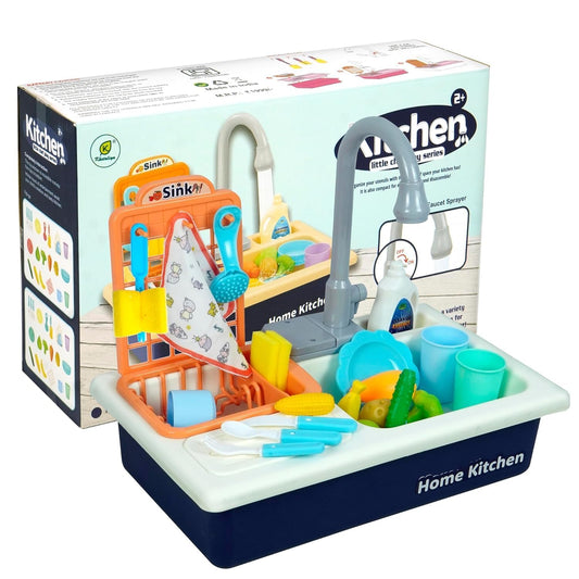 Kids Kitchen Sink Playset with Real Running Water