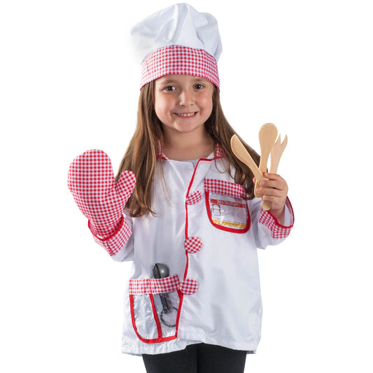 Role Playing Cook Costume with 6Pcs Kitchen Set