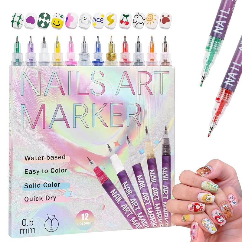 12 Colors DIY Nail Art Pens Set