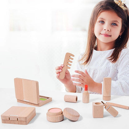 Wooden Cosmetics Pretend Play Kit for Girls