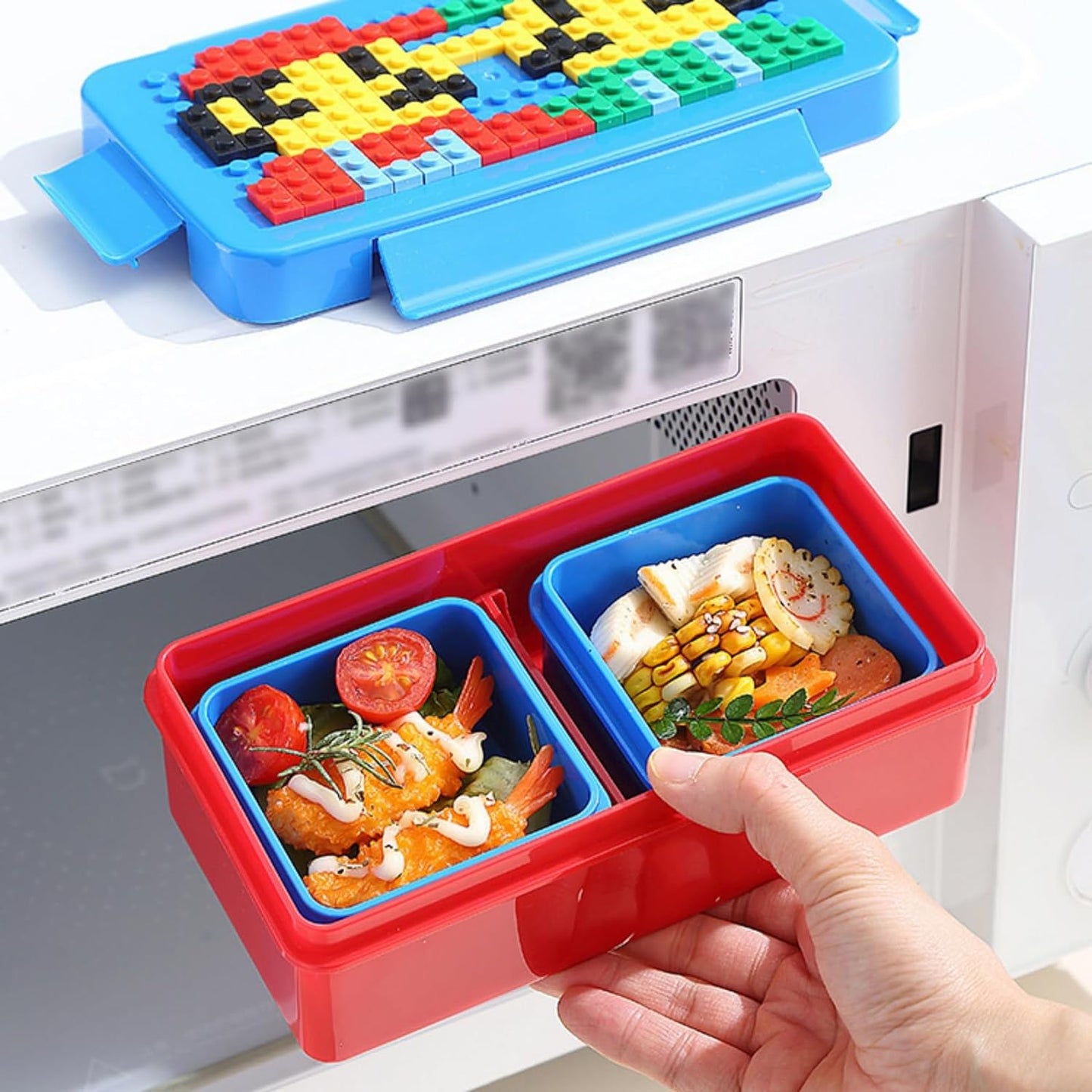 Lego Blocks Leak-Proof Lunch Box with Lego Fork and Spoon Set