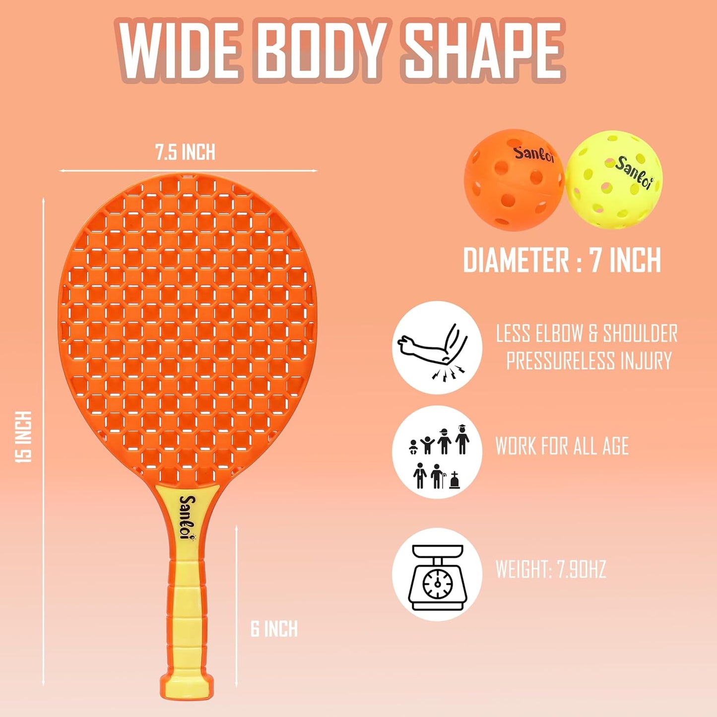 Paddle Ball Game Set with 2 Balls, Indoor Outdoor Play Set for Kids 3+ Years