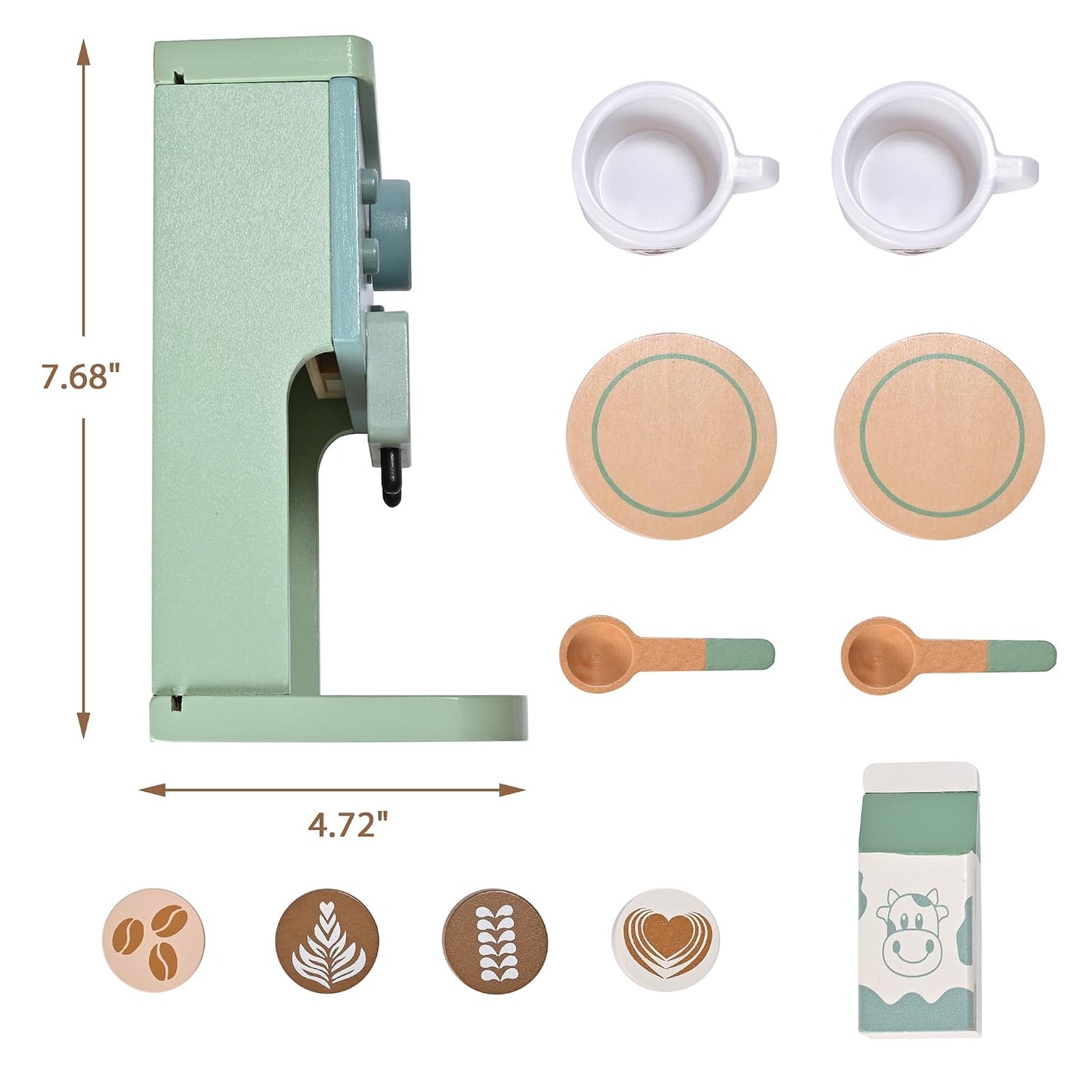 Wooden Kids Toys Kitchen Accessories Green Coffee Maker