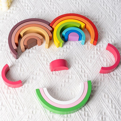 Rainbow Wooden Blocks Stacking